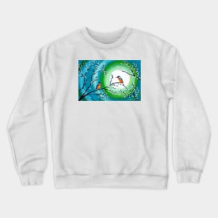 Green Moon and Hummingbirds Crewneck Sweatshirt